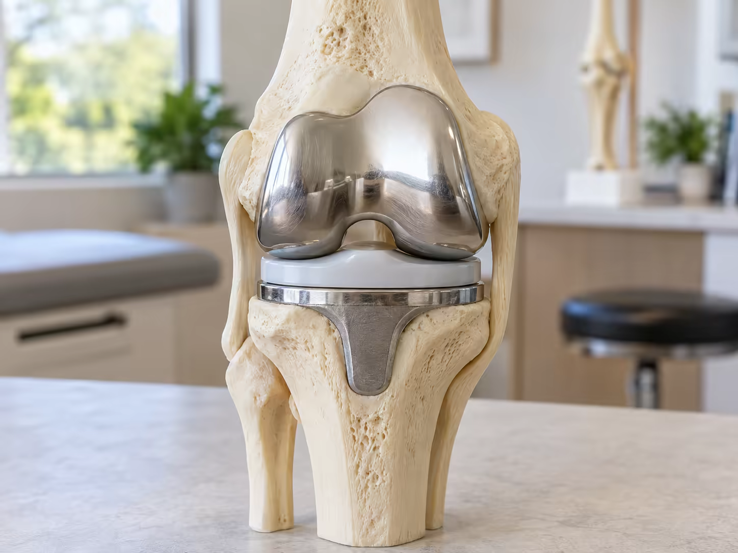 Modelo anatômico com prótese de joelho